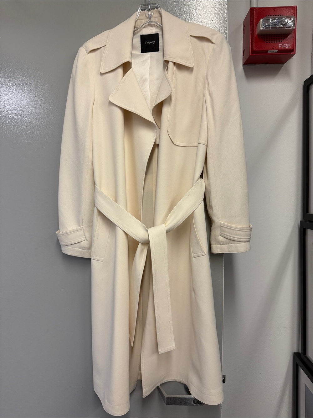 Theory Cream Belted Trench Coat